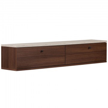 Wall TV Furniture Ligne 241NRD1369 140x25x25cm Travertine Beige-Walnut