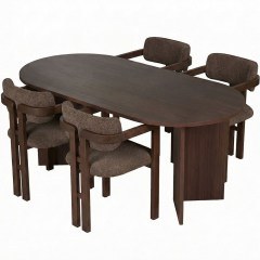 Dining Meridia (Set 5Pcs) 266ARC1504 180x90x75cm Walnut-Brown