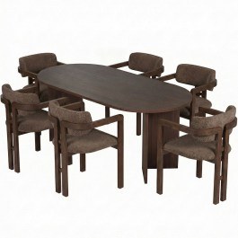 Dining Meridia (Set 7Pcs) 266ARC1503 180x90x75cm Walnut-Brown WALNUT-BROWN