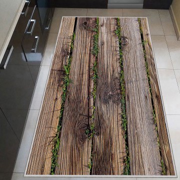 Kitchen Mat Wookece221 945HFT1888 Brown-Green 50X80 Conceptum Hypnose