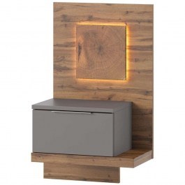 Κομοδίνο Επιτοίχιο Με Φως Ludost Δεξί 16633389 60x35x100cm Natural-Grey NATURAL-GREY