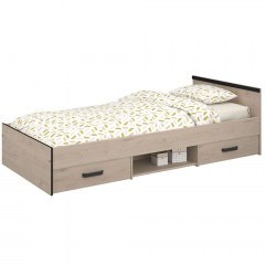 Κρεβάτι Παιδικό Με Αποθηκευτικό Χώρο Novel (Για Στρώμα 90x200cm) 161323549 96x203x59cm Natural-Black