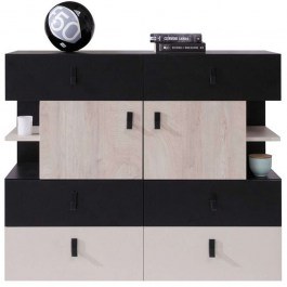 Συρταριέρα Planet 162079649 110x40x90cm Multi-Black MULTI-BLACK