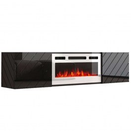 Έπιπλο Τηλεόρασης Με Φλόγα Led Luxe 162712439 183x35x38cm Black-White WHITE-BLACK