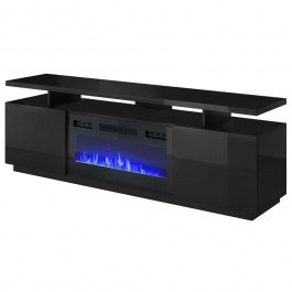 Έπιπλο Τηλεόρασης Με Φλόγα Led Eva Plus 162394899 180x40x56cm Black BLACK