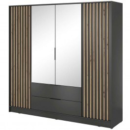4 Doors Wardrobe Nolan 162395839 206x51x200cm Graphite GRAPHITE