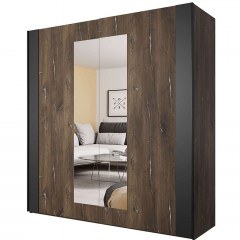 Double Sliding Wardrobe Sigon 162422049 200x64x213cm Dark Brown-Black