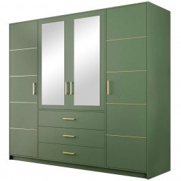 Ντουλάπα Τετράφυλλη Bali 4D 162082829 196x58x200cm Green-Gold GREEN