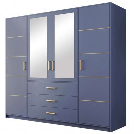 Ντουλάπα Τετράφυλλη Bali 4D 162082819 196x58x200cm Blue-Gold BLUE