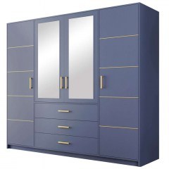 4 Doors Wardrobe Bali 4D 162082819 196x58x200cm Blue-Gold