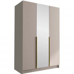 Three-Leaf Wardrobe With Mirror Calia II 162786609 150x58x215cm Grey-Gold