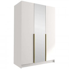 Three-Leaf Wardrobe With Mirror Calia II 162786629 150x58x215cm White-Gold