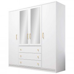 Ντουλάπα Τετράφυλλη Retro D4 Lux 162717159 196x58x200cm White-Gold