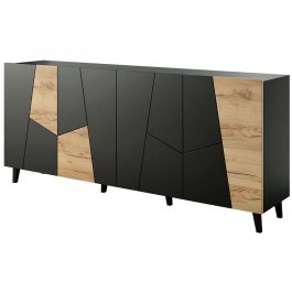 Μπουφές Etna 162588359 201x42x83cm Black-Natural NATURAL-BLACK