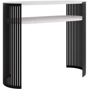 Κονσόλα Fikoli 163033139 100x30x86cm Marble Effect White-Black