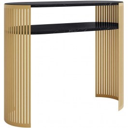 Κονσόλα Fikoli 163033249 100x30x86cm Marble Effect Black-Gold BLACK-GOLD