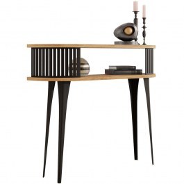 Κονσόλα Roenni 162850379 100x25x86cm Natural-Black NATURAL-BLACK