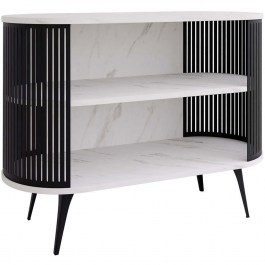 Μπουφές Roenni 163034189 120x40x90cm Marble Effect White-Black WHITE-BLACK