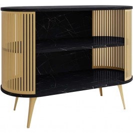 Μπουφές Roenni 163035119 120x40x90cm Marble Effect Black-Gold BLACK-GOLD