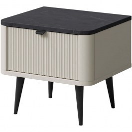 Κομοδίνο Marly Reg 162909899 50x40x42cm Off White-Black WHITE-BLACK