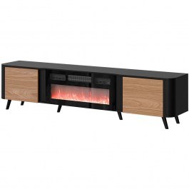 Έπιπλο Τηλεόρασης Με Ηλεκτρικό Τζάκι Volare 162802349 200x39x49cm Black-Walnut BLACK-WALNUT
