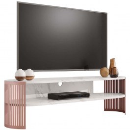 Έπιπλο Τηλεόρασης Fikoli 162850989 140x40x40cm Marble Effect White-Copper WHITE-COPPER