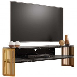 Έπιπλο Τηλεόρασης Fikoli 162850879 140x40x40cm Marble Effect Black-Gold BLACK-GOLD