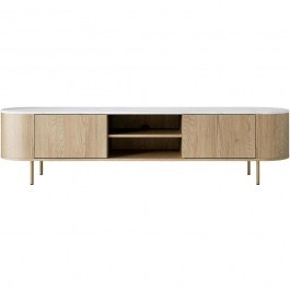 Έπιπλο Τηλεόρασης Lygrint 162909579 184x40x45cm Marble Effect White-Natural WHITE-NATURAL