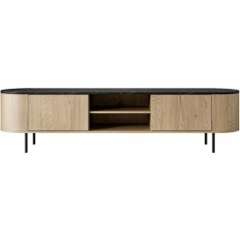 Έπιπλο Τηλεόρασης Lygrint 162909569 184x40x45cm Marble Effect Black-Natural NATURAL-BLACK