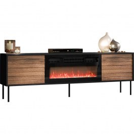 Έπιπλο Τηλεόρασης Με Ηλεκτρικό Τζάκι Cortina 162782019 180x40x60cm Natural-Black NATURAL-BLACK