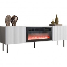 TV Furniture With Electric Fireplace Aleska 162866549 180x42x58cm White WHITE