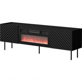 TV Furniture With Electric Fireplace Lucca 162780639 181x59x40cm Black BLACK