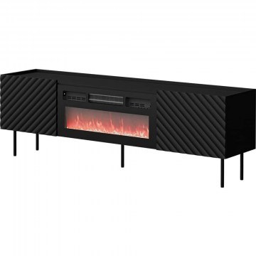 TV Furniture With Electric Fireplace Lucca 162780639 181x59x40cm Black
