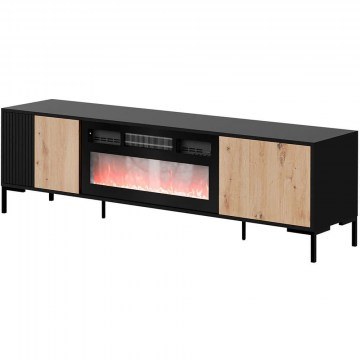TV Furniture With Electric Fireplace Merci 162804929 180x40x54cm Natural-Black