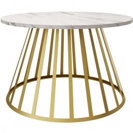 Coffee Table Mokod 162797409 75x75x45cm Marble Effect White-Gold WHITE