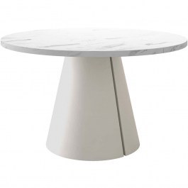 Extendable Table Calma 163085359 D100/176x76cm Marble Effect White-Cashmere WHITE