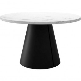 Extendable Table Calma 163085289 D100/176x76cm Marble Effect White-Black WHITE-BLACK