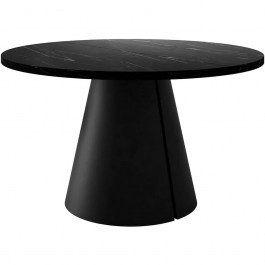 Extendable Table Calma 163085279 D100/176x76cm Marble Effect Black BLACK