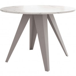 Extendable Table Gerda 163086459 D100/138x76cm Marble Effect White-Cashmere WHITE