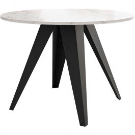 Extendable Table Gerda 163086469 D100/138x76cm Marble Effect White-Black WHITE-BLACK