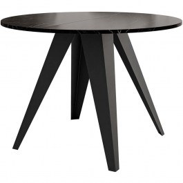 Extendable Table Gerda 163086449 D100/138x76cm Marble Effect Black BLACK
