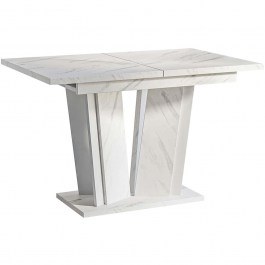 Extendable Table Doha 162789679 120/160x80x75cm Marble Effect White WHITE