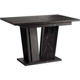 Extendable Table Doha 162789689 120/160x80x75cm Marble Effect Black BLACK