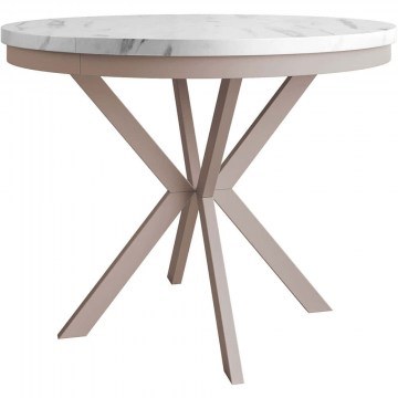 Τραπέζι Επεκτεινόμενο Edder 163051219 120/196x120x76cm Marble Effect White-Cashmere