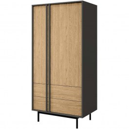 Ντουλάπα Δίφυλλη Alsy Reg 162911909 93x60x195cm Anthracite-Natural ANTHRACITE-NATURAL