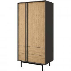 Ντουλάπα Δίφυλλη Alsy Reg 162911909 93x60x195cm Anthracite-Natural