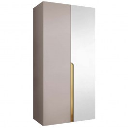 Ντουλάπα Δίφυλλη Με Καθρέπτη Mila I 163087899 100x52x202cm Beige-Gold BEIGE-GOLD