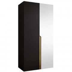 Ντουλάπα Δίφυλλη Με Καθρέπτη Mila I 163087869 100x52x202cm Black-Gold