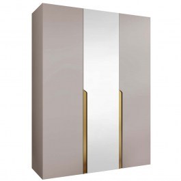 Ντουλάπα Τρίφυλλη Με Καθρέπτη Mila I 163087979 150x52x202cm Beige-Gold BEIGE-GOLD