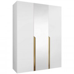 Ντουλάπα Τρίφυλλη Με Καθρέπτη Mila I 163087959 150x52x202cm White-Gold